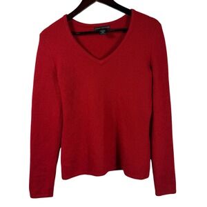 Sarah Spencer Red Angora Blend V-Neck Sweater Long Sleeve Women's Small